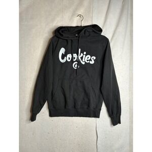 Knock off Cookies SF Mens Script Logo Hoodie Black Fleece Pullover Sweatshirt S